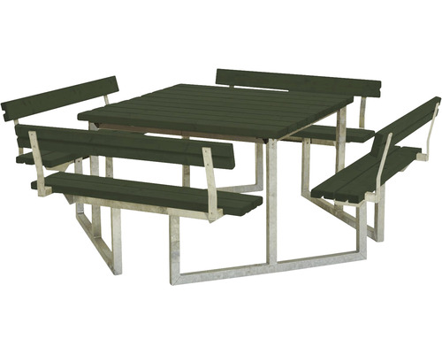 Picknickbord PLUS Twist 4 ryggstöd trä/stål 204cm grön