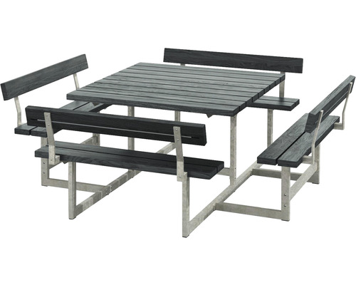 Picknickbord PLUS Picnic 4 ryggstöd ReTex/stål 224cm grå