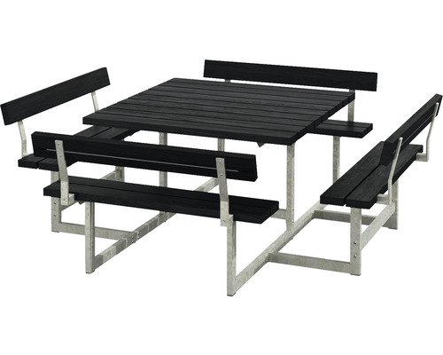 Picknickbord PLUS Picnic 4 ryggstöd ReTex/stål 224cm svart