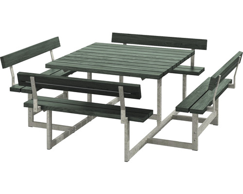 Picknickbord PLUS Picnic 4 ryggstöd ReTex/stål 224cm grön