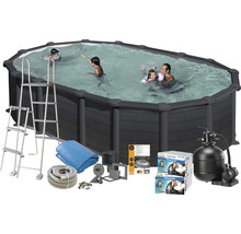 Ovanjordspool med poolstege, filteranläggning, poolfolie och tillbehör