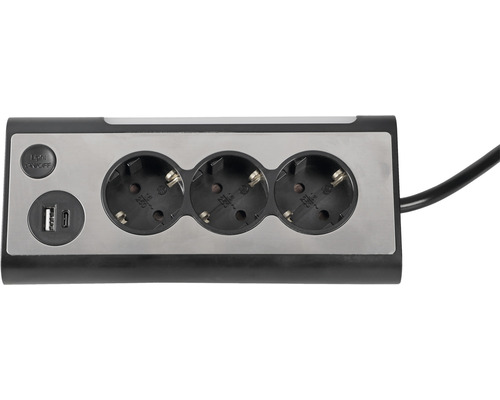 Grenuttag med tre uttag och USB-portar
