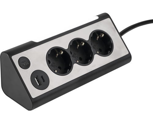 Grenuttag med tre uttag och två USB-portar