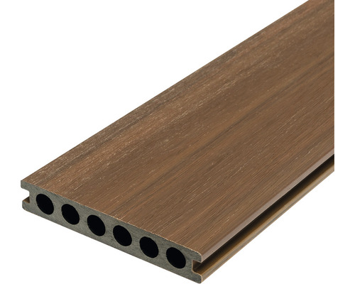 Trallbräda Doubledeck nougat coffee 23 x 140 x 4200 mm Trädäck av träkomposit med ihålig kammarprofil