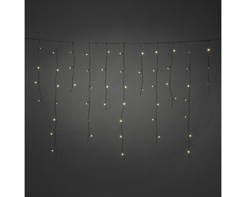 Istappsslinga KONSTSMIDE 100 varmvita LED frostad svart soft kabel syst. 2,4m IP44 Ljusgardin med varmvita LED-lampor för inomhus- och utomhusbruk