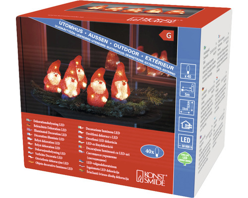 Förpackning med LED-ljusslinga med dvärgmotiv för utomhusbruk från Konstsmide