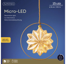 Micro LED dekorationslampa med stjärnform och upphängningsring, 26 cm diameter