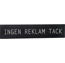 Brevlådeskylt BESLAGSBODEN "Ingen reklam tack" svart