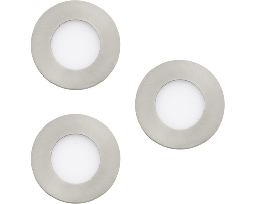 Tre runda LED-inbyggnadsspotlights med metallram