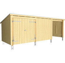 Förråd PLUS Nordic Multi 14m² 3 moduler med dubbeldörr och stängd/öppen framsida inkl. takpapp, aluminiumlister & stolpfötter