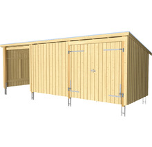 Förråd PLUS Nordic Multi 14m² 3 moduler med dubbeldörr och stängd/öppen framsida inkl. takpapp, aluminiumlister & stolpfötter