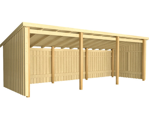Förråd PLUS Nordic Multi 14m² 3 moduler öppen inkl. takpapp & aluminiumlister Träskjul med ribbväggar och tak