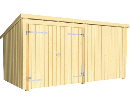 Förråd PLUS Nordic Multi 9,5m² 2 moduler med dubbeldörr och stängd framsida Redskapsbod i trä med dörr
