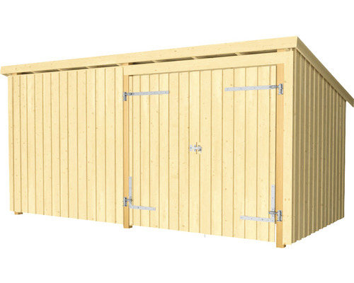 Trädgårdsförråd i trä med dubbeldörr