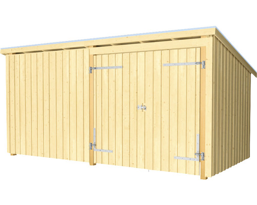 Trädgårdshus i trä med enkel dörr