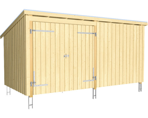 Förråd PLUS Nordic Multi 9,5m² 2 moduler med dubbeldörr och stängd framsida inkl. takpapp, aluminiumlister & stolpfötter