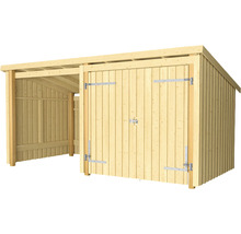 Garage i trä med redskapsbod