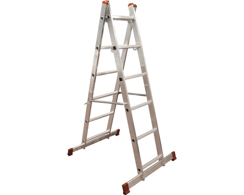 Aluminium multifunktionsstege med stegpinnar och halkfria fötter.
