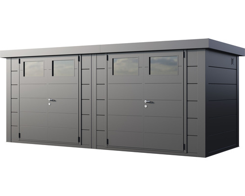 Redskapsbod med två dörrar och fönster