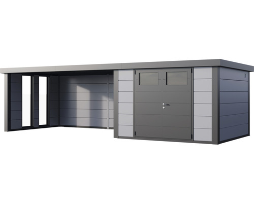 Metallförråd med tillbyggnad