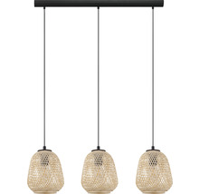 Pendellampa med tre lampskärmar i rotting