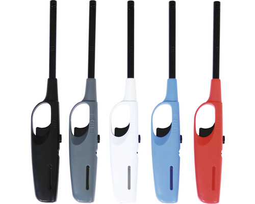 Fem tändare med lång hals i olika färger