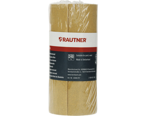 Rautner slippapper rulle korn 240 lämplig för färg och trä