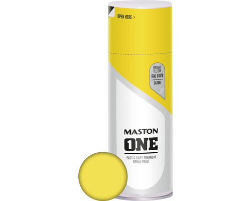 Sprayfärg MASTON One Ral 1021 Satin Raps gul 400ml Maston One sprayfärg, ljusgul, RAL 1021, sidenmatt