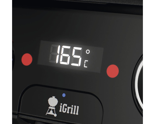 Närbild av digital temperaturvisning och iGrill-logotyp