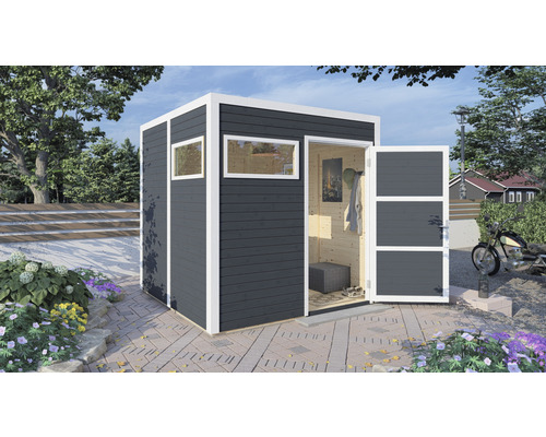 Trädgårdsskjul Cubo 2 med golv 5,3m² 226x240cm antracit