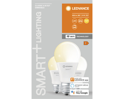 LEDVANCE Smart+ E27 LED-lampa, dimbar, kompatibel med LEDVANCE-appen, Amazon Alexa och Google Assistant