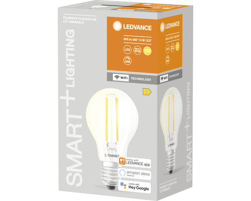 LEDVANCE Filament Classic A 60 E27 dimbar glödlampa i förpackning