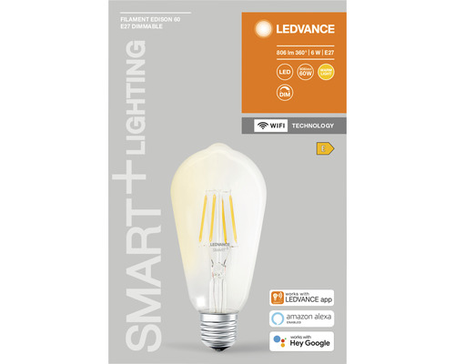LEDVANCE Filament Edison 60 E27 dimbar glödlampa