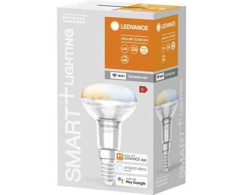 LEDVANCE Smart+ R50 40 E14 tunable white ljuskälla i förpackning