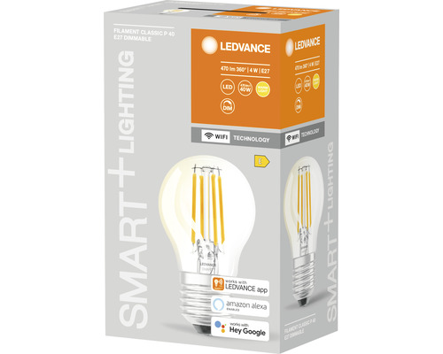 Förpackning för en dimbar Ledvance Filament Classic P 40 E27 LED-lampa