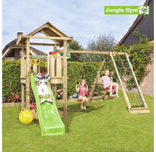 Jungle Gym lekplats med rutschkana, gunga och klätterställning i trädgården