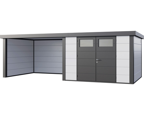 Trädgårdshus med tak för trädgårdsredskap och mer förvaringsutrymme