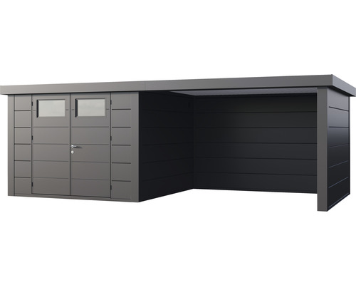 Redskapsbod med dubbeldörr och fönster