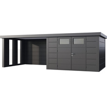 Redskapsbod TELLURIA Classico Lounge 3330 inkl. sidoutbyggnad vänster, fönster 671x298cm granitgrå