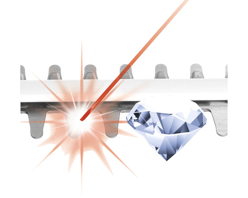 Illustration av en laserskuren häcksax med diamanter