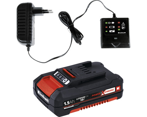 Einhell 18 volt 1,5 Ah Power X-Change batteri med laddare och strömadapter