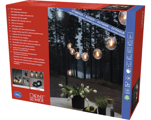 Förpackning för en Konstsmide LED-ljusslinga för utomhusbruk
