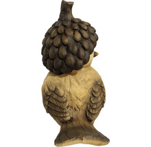 Dekorativ träfigur av en fågel bakifrån