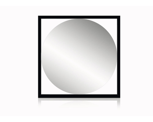 Fyrkantig spegel med runt spegelglas