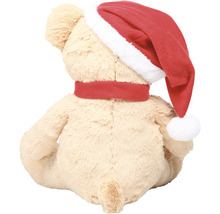 Teddybjörn med tomteluva och halsduk, bakifrån