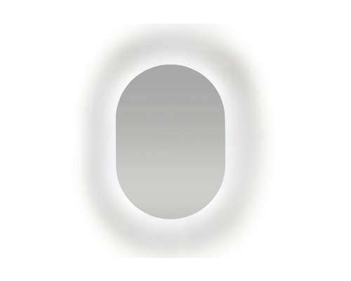 Oval spegel med belysning runt om