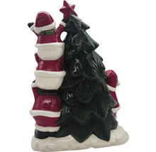 Dekorativ julkakburk med jultomte och julgran