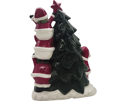 Dekorativ julkakburk med jultomte och julgran