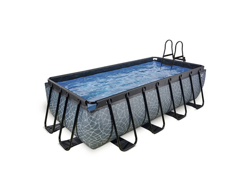 Pool EXIT StonePool 400x200x100cm inkl. filterpump & stege stenutseende