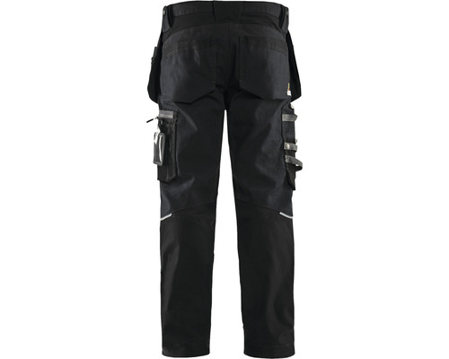 Svarta arbetsbyxor med flera fickor bakifrån.